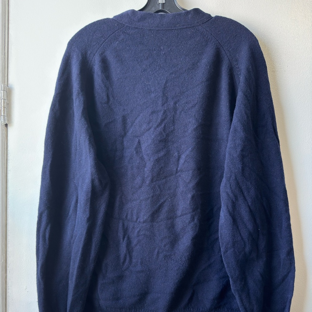 Marks & Spencer Lambswool Wool Dark Blue Men's Cardigan - Picture 9 of 9